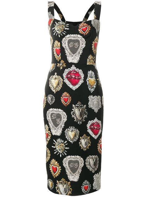 Dolce & Gabbana Sacred Heart Print Dress in Black .